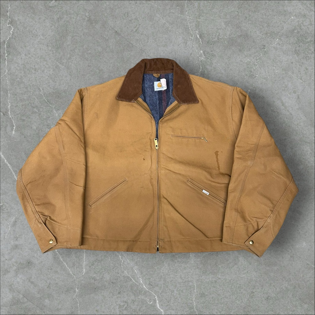 Vintage Carhartt Detroit Jacket Mens 58 Tan Work 90s 6blj Distress Blanket Lined